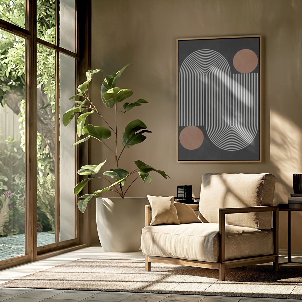 Canvas schilderi - Circles on black background 1 in de woonkamer