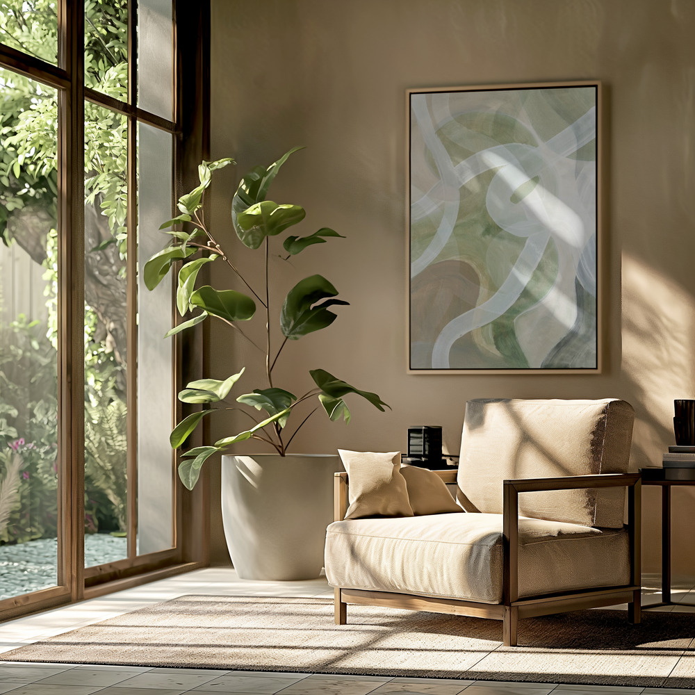 Canvas schilderi - Abstract Loops 2 in de woonkamer