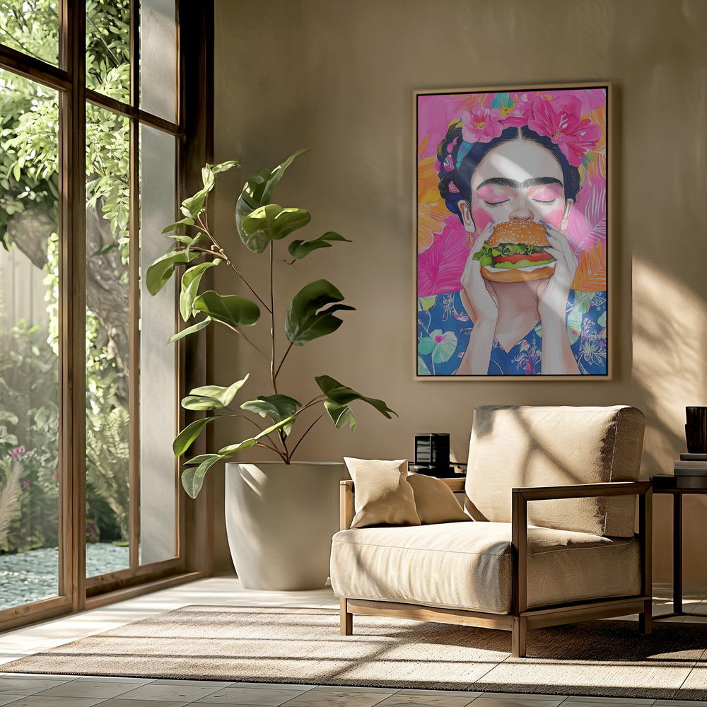 Canvas print - Frida Eating in the livingroom