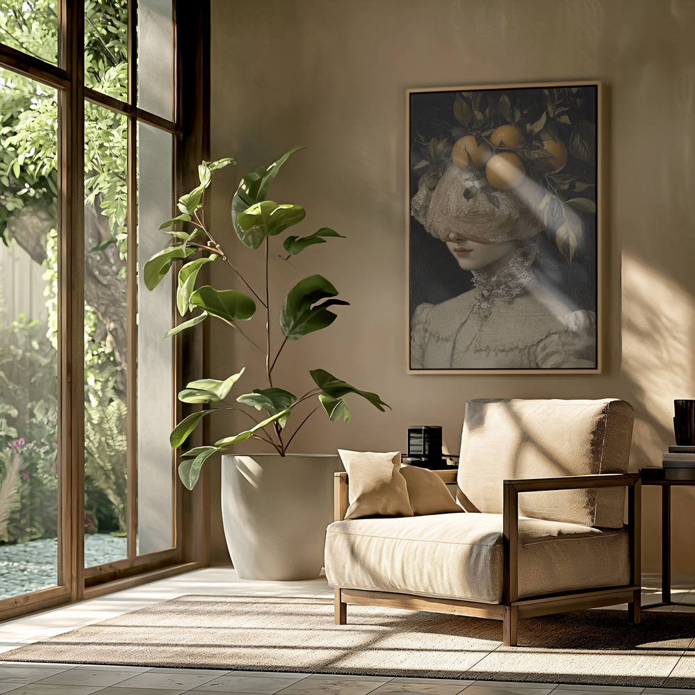 Canvas taulu - Citrus Elegance olohuoneessa