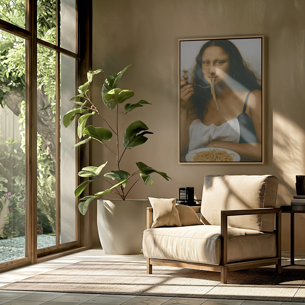 Canvas print - Parody of the Mona Lisa in the livingroom