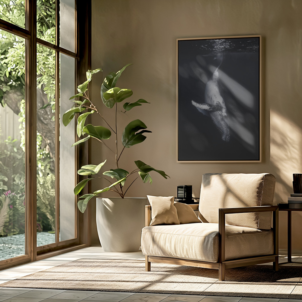 Canvas print - Black Whale in the livingroom