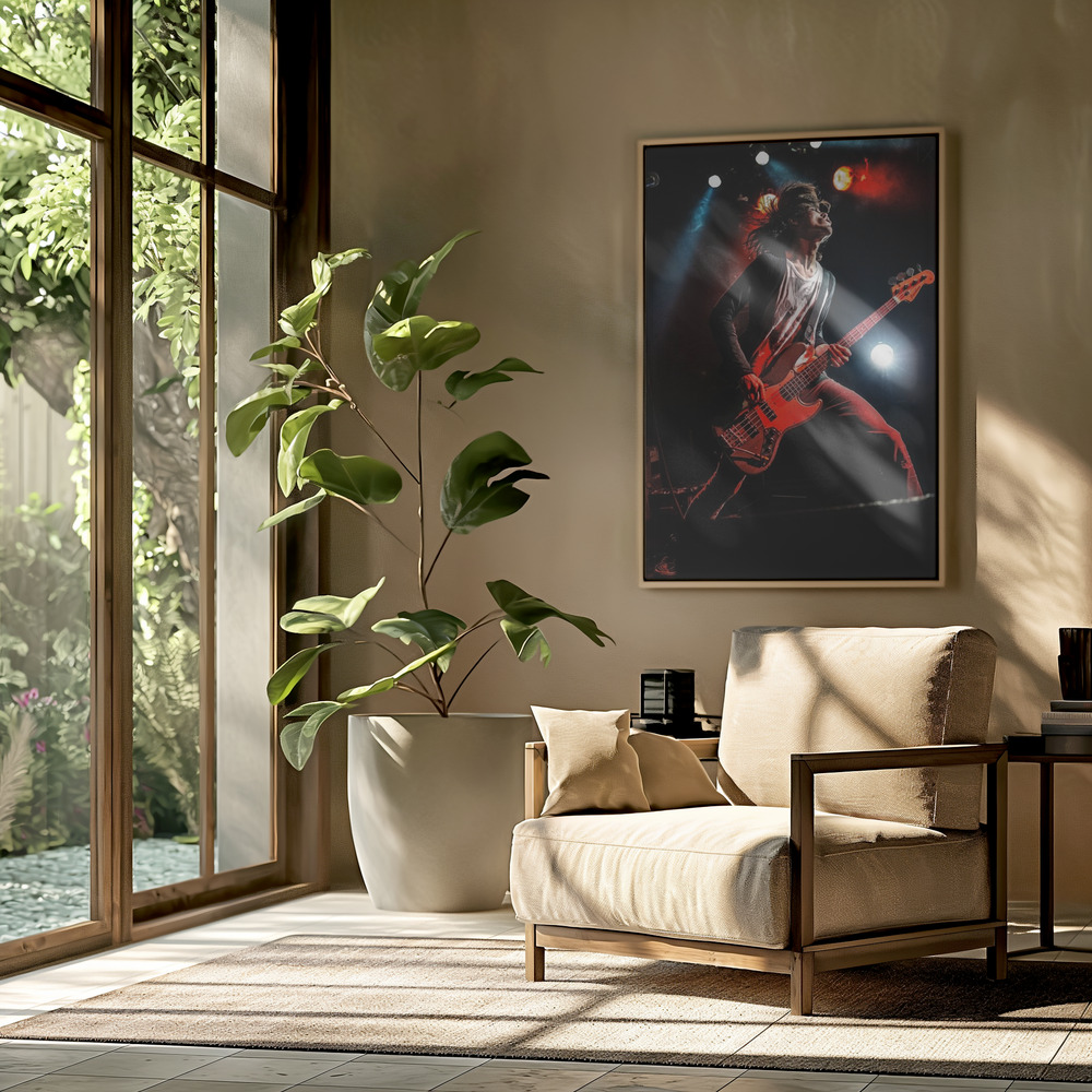 Canvas print - Bass Player in the livingroom