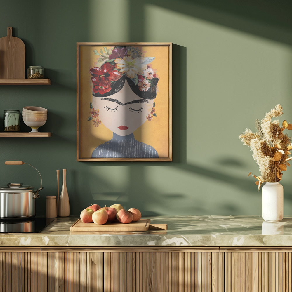 Plakat - Frida (Yellow Version) i køkkenet