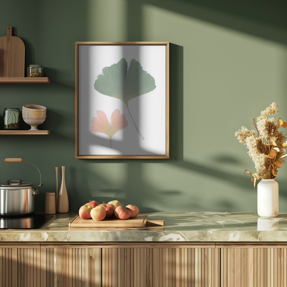 Plakat - Pastel Ginkgo i køkkenet