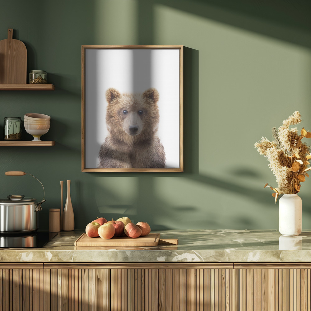 Plakat - Baby Bear i køkkenet