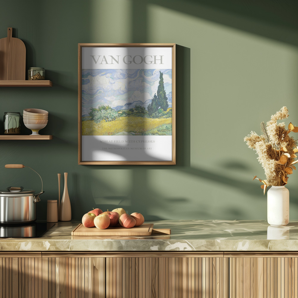 Poster - Wheat Field With Cypresses in kitchen