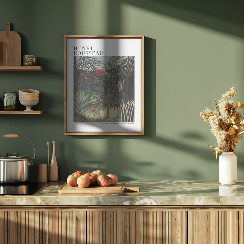 Plakat - Monkeys And Parrot In The Virgin Forest i køkkenet
