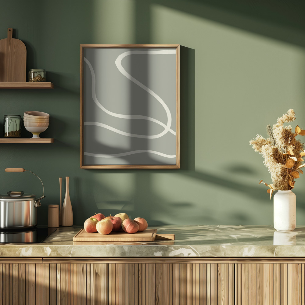 Poster - Green Lines 02 in kitchen