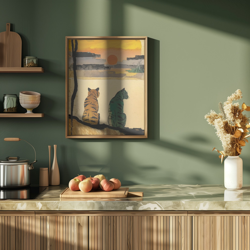 Poster - Resting Tigers in de keuken