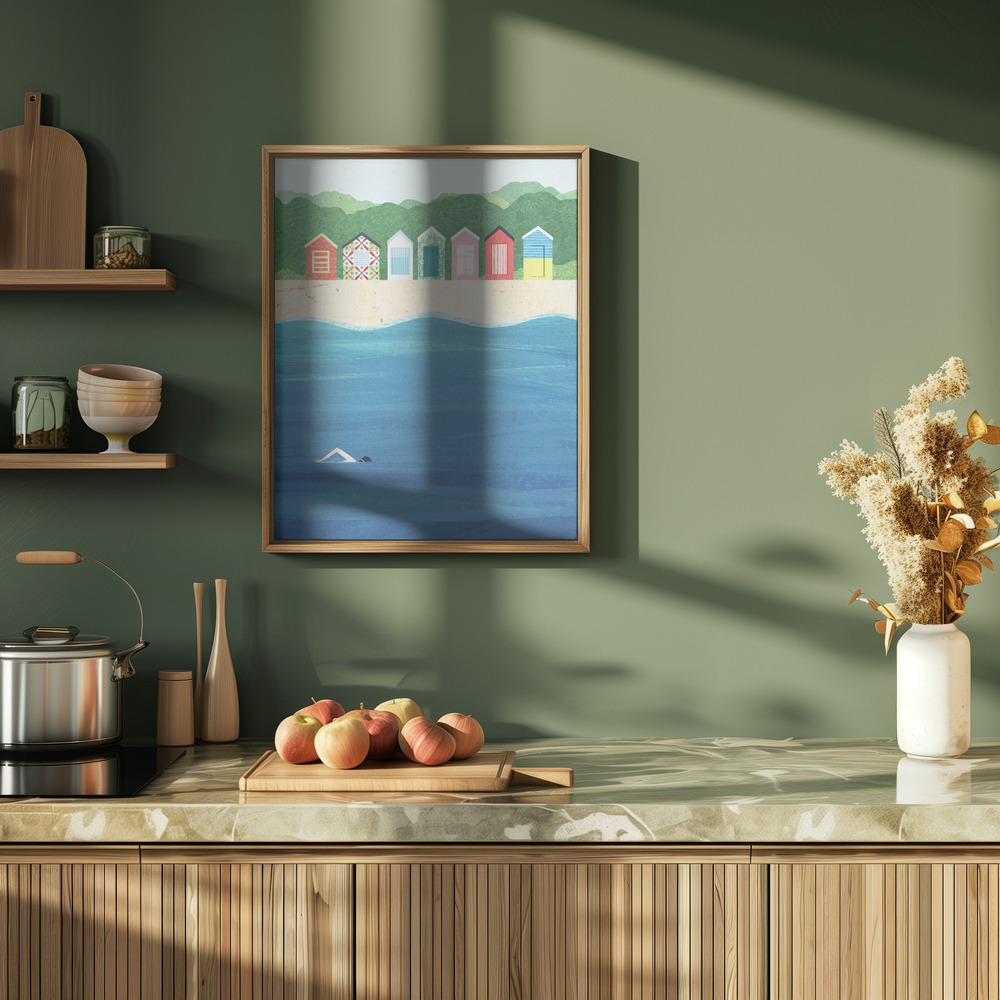 Póster - Beach Huts en la cocina