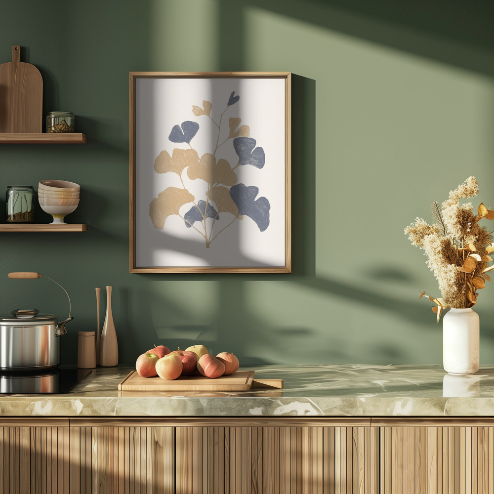 Poster - Golden Ginko in kitchen