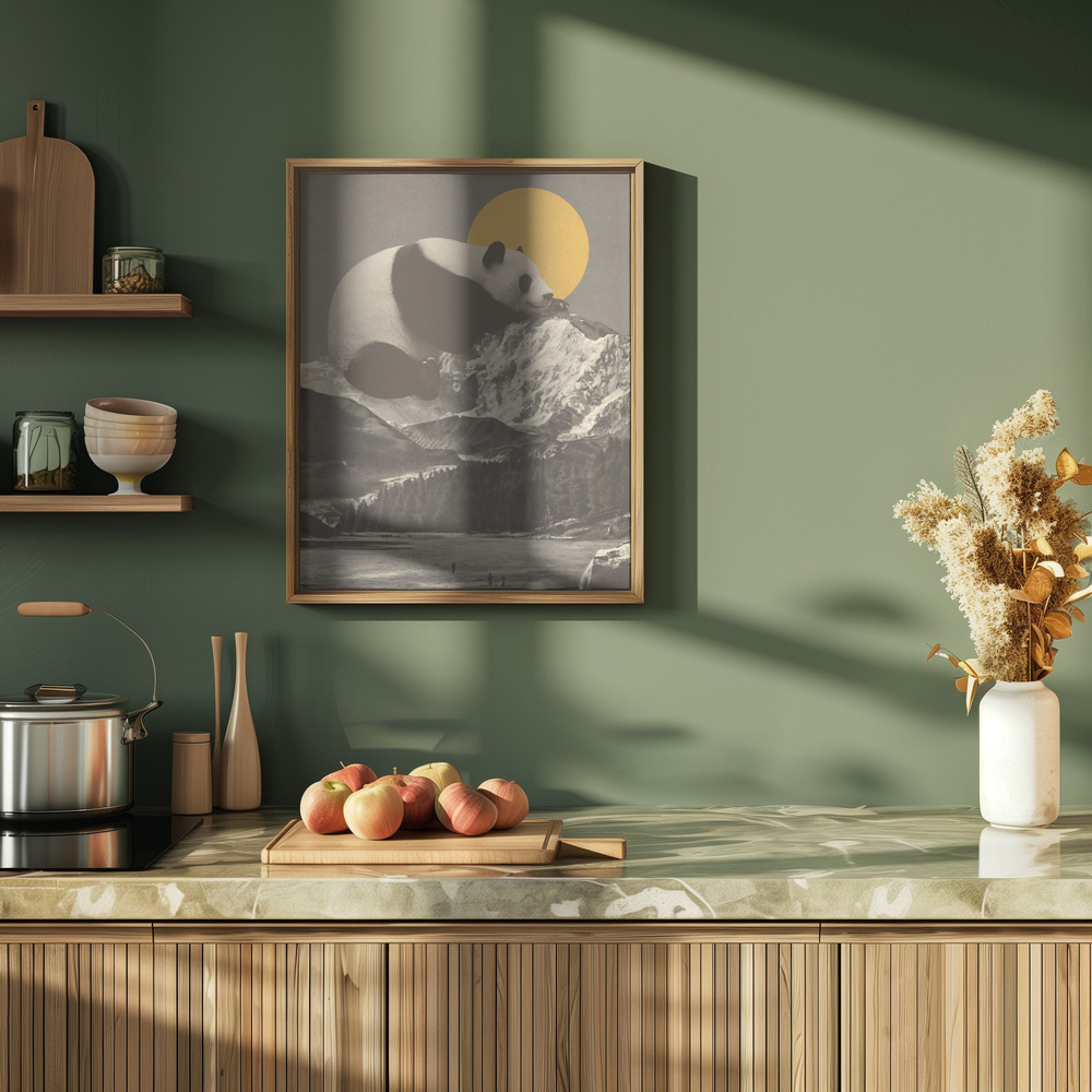 Póster - Giant Panda Nap en la cocina