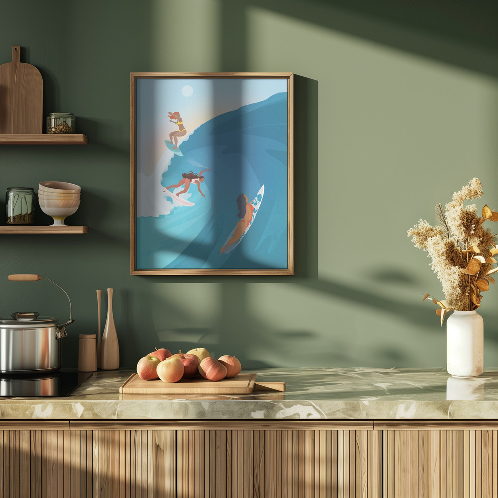Affiche - Surfers dans la cuisine