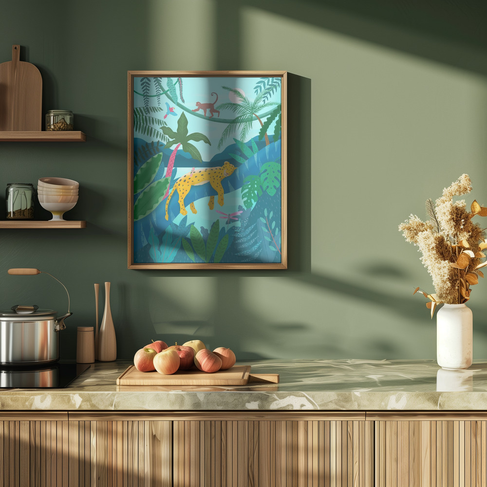 Poster - Jungle Leopard in der Küche