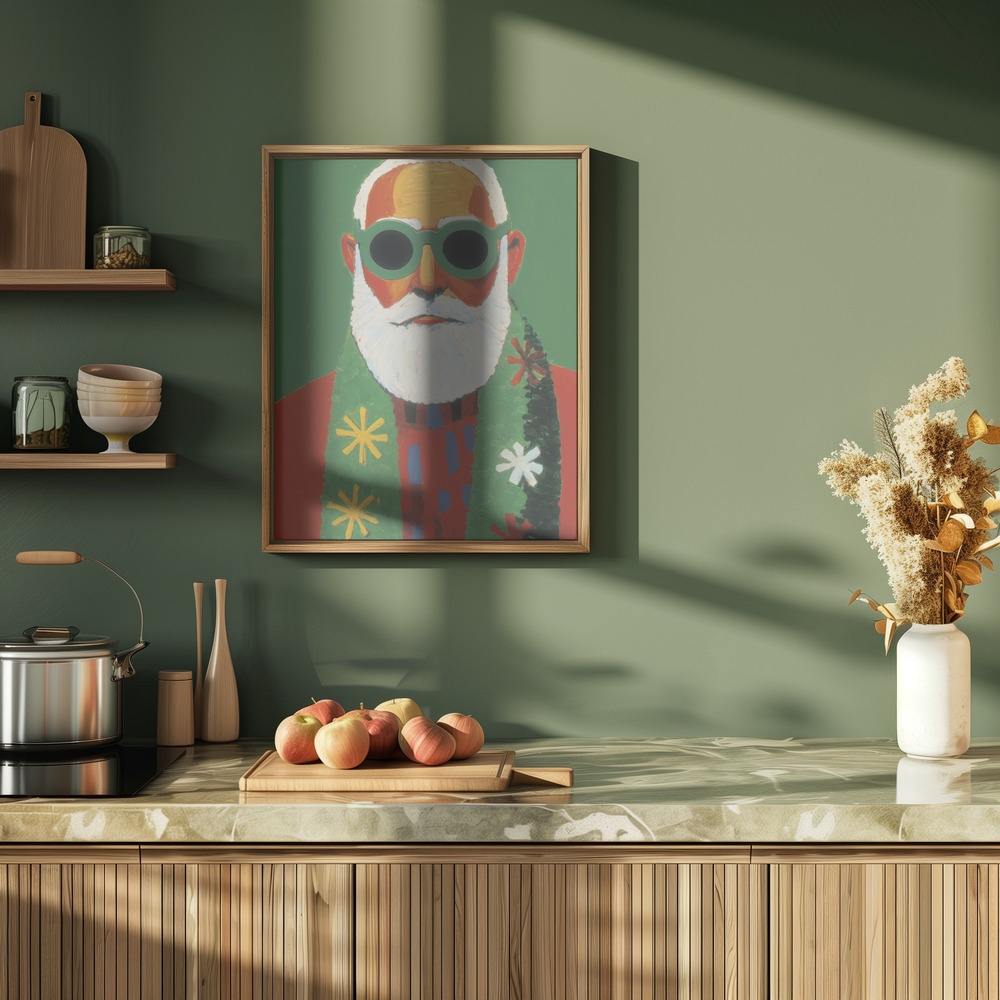 Poster - Holiday Santa in de keuken