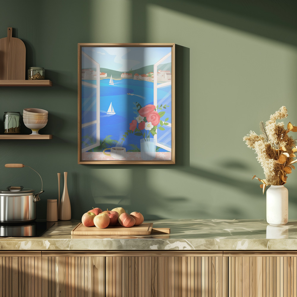 Plakat - Island View i køkkenet