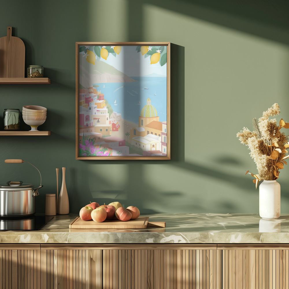 Plakat - Positano, Italy i køkkenet