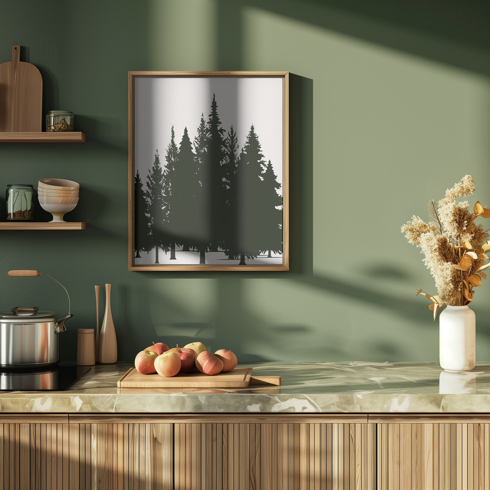 Plakat - Tannenwald (dark) i køkkenet