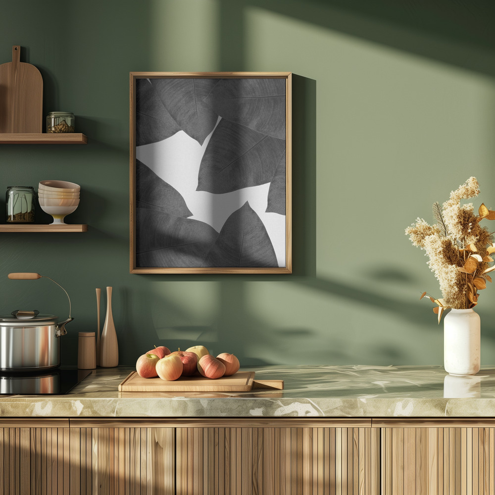 Poster - Banana Leaf Black & White II in kitchen