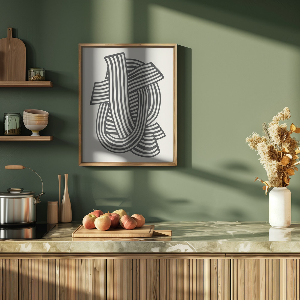 Poster - Striped Abstract In Black in kitchen