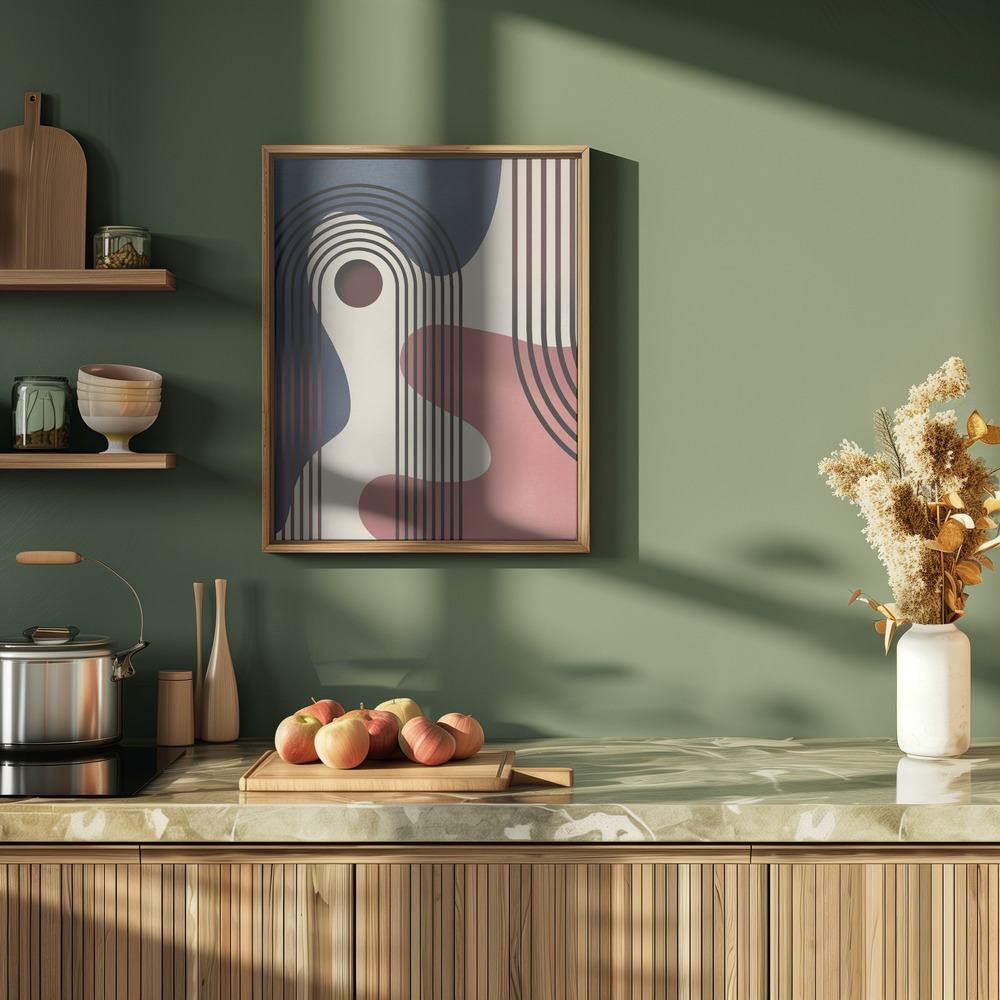 Poster - Mid Century Abstract Painting in kitchen