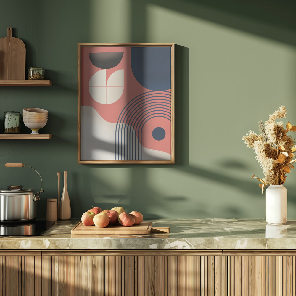 Juliste - Mid Century Painting keittiössä