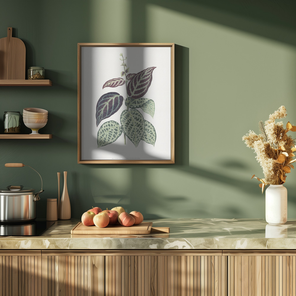 Poster - Green Bignonia Argyro Violascens Leaf Illustration in de keuken