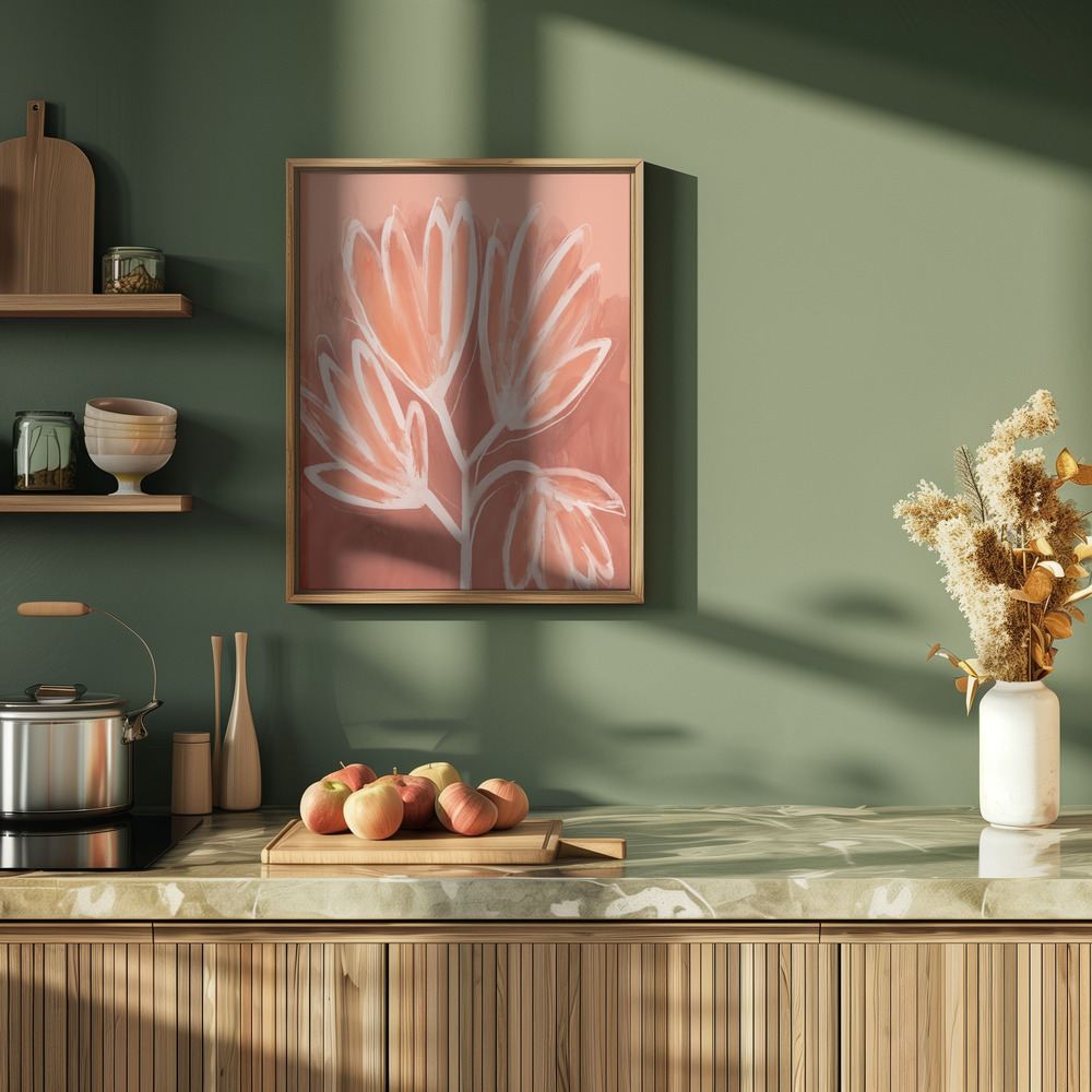 Affiche - Peachy Flowers dans la cuisine