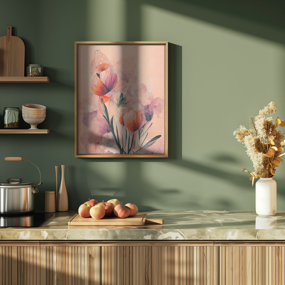 Poster Abstract Coral Flowers (Peach) - Affisch i köket