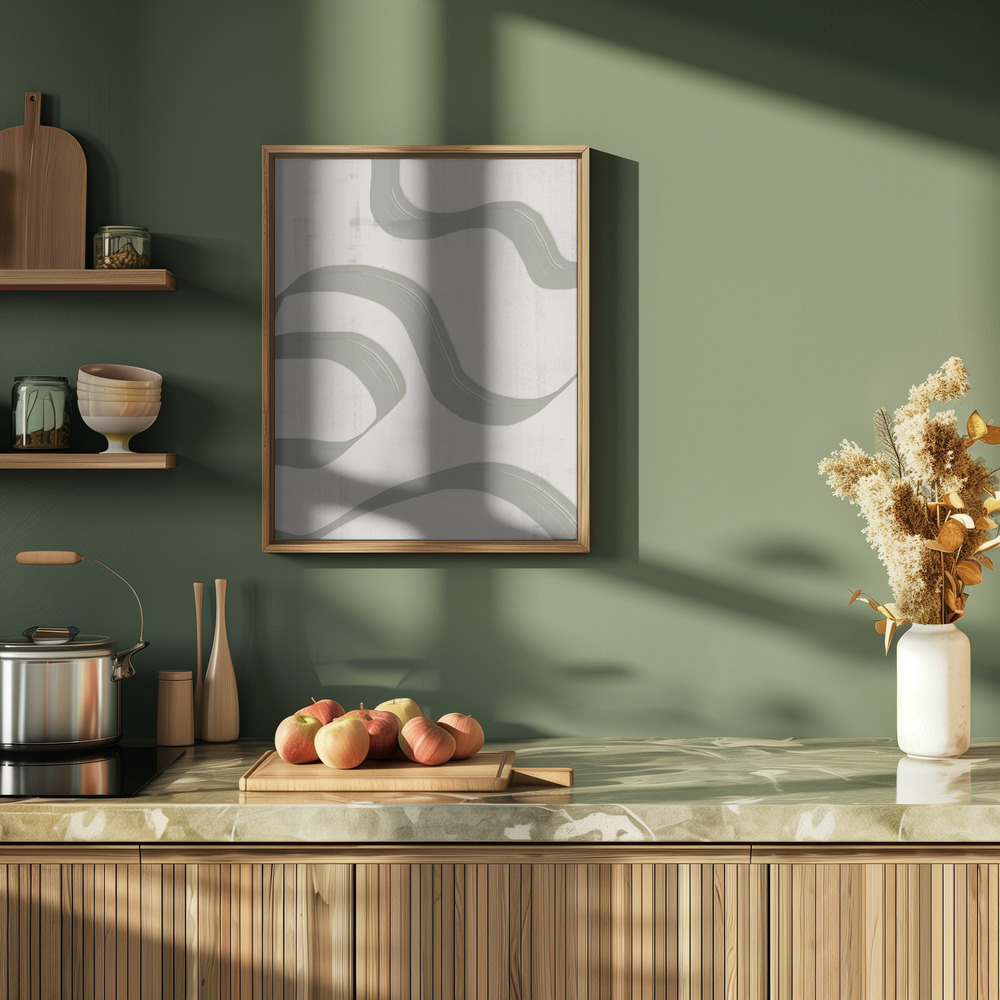 Poster - Green Waves No.2 in kitchen