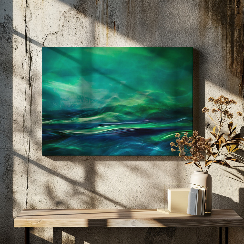 Canvas schilderi - Northern lights boven eettafel