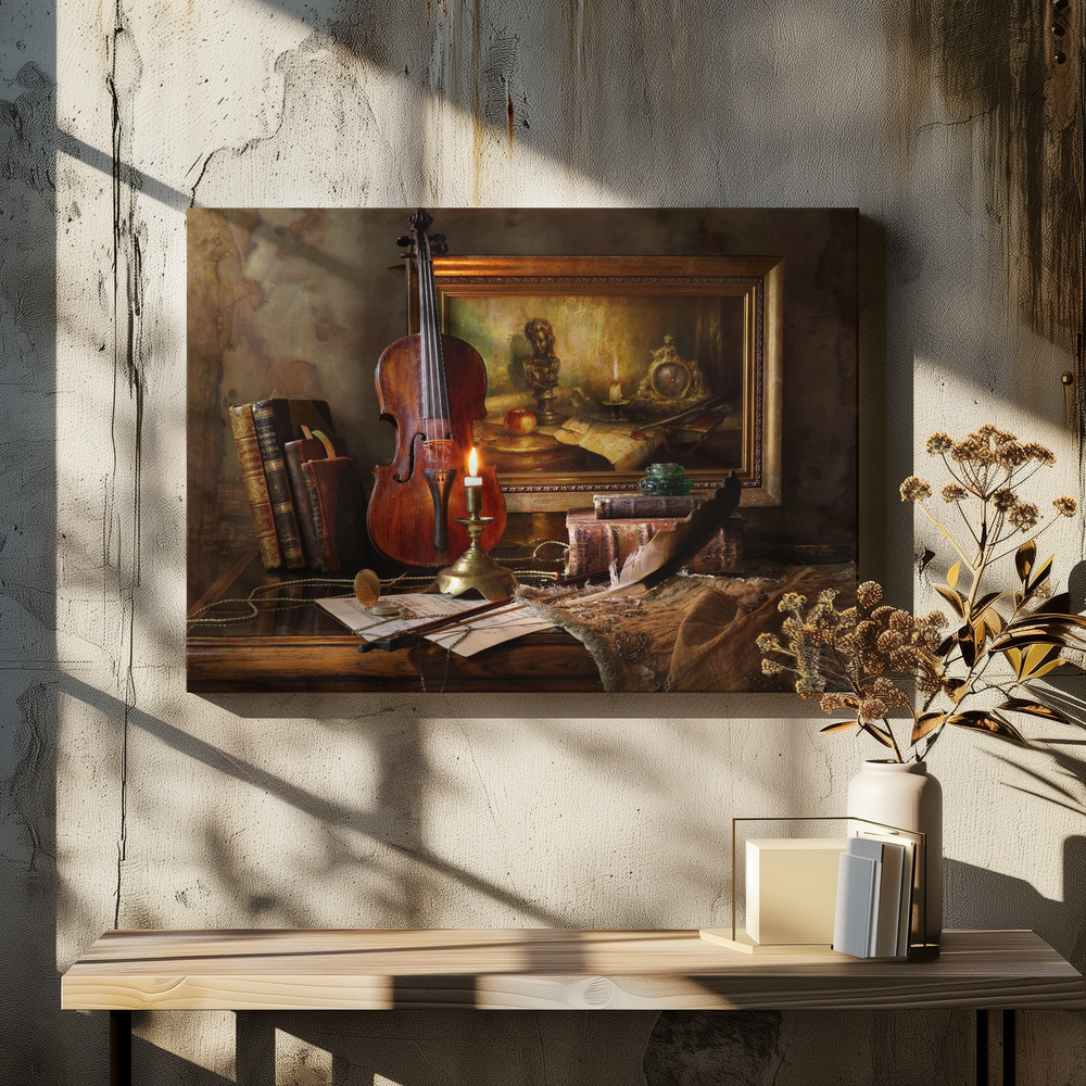 Toile - Still life with violin and painting table de salle à manger