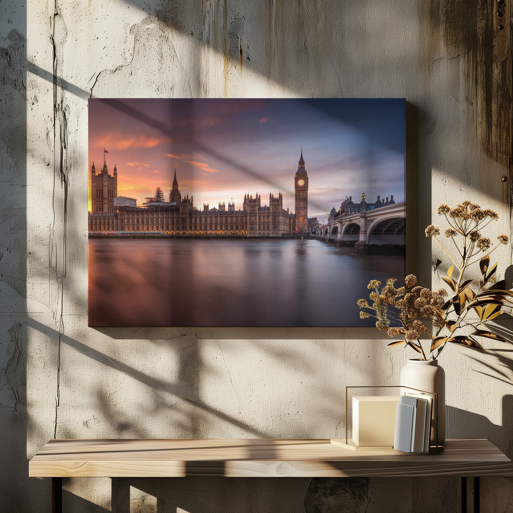 Canvastavla London Palace of Westminster Sunset - Tavla över matbord