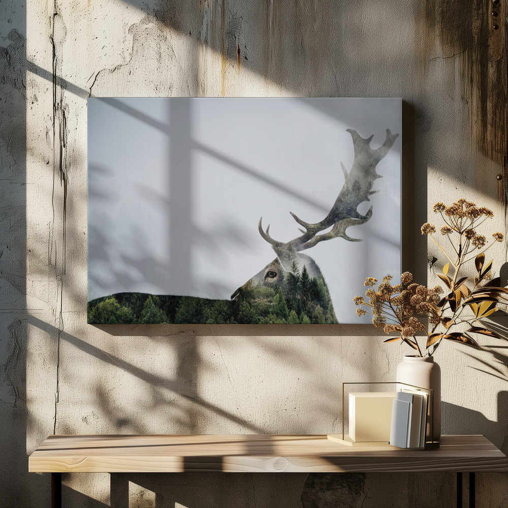 Lærred - Antler Double-exposed over spisebordet