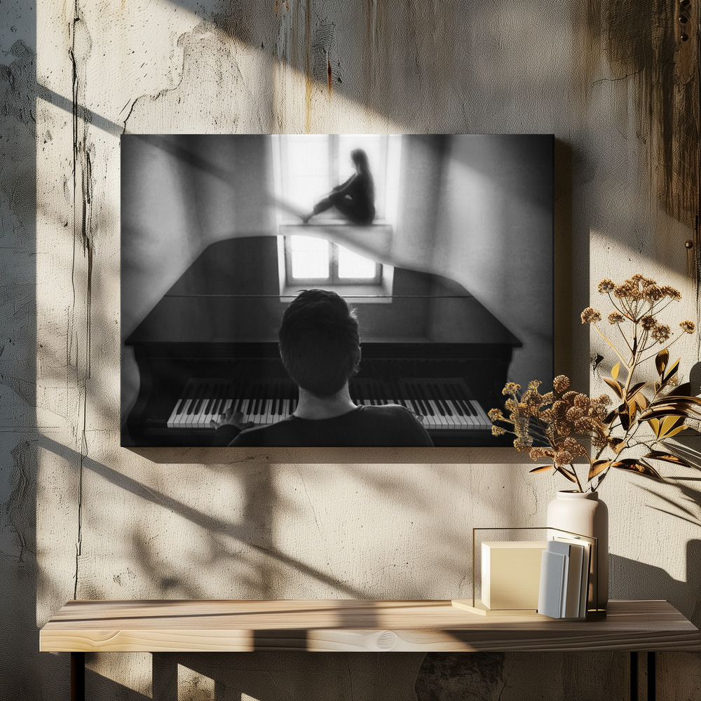 Canvas print - The pianist and his muse over dining table