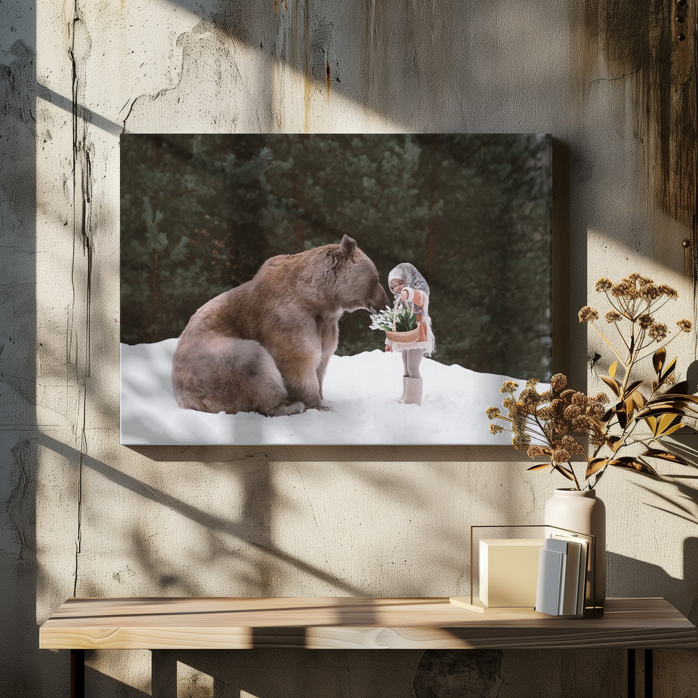 Obraz na płótnie - The sitting bear nad stołem jadalnym