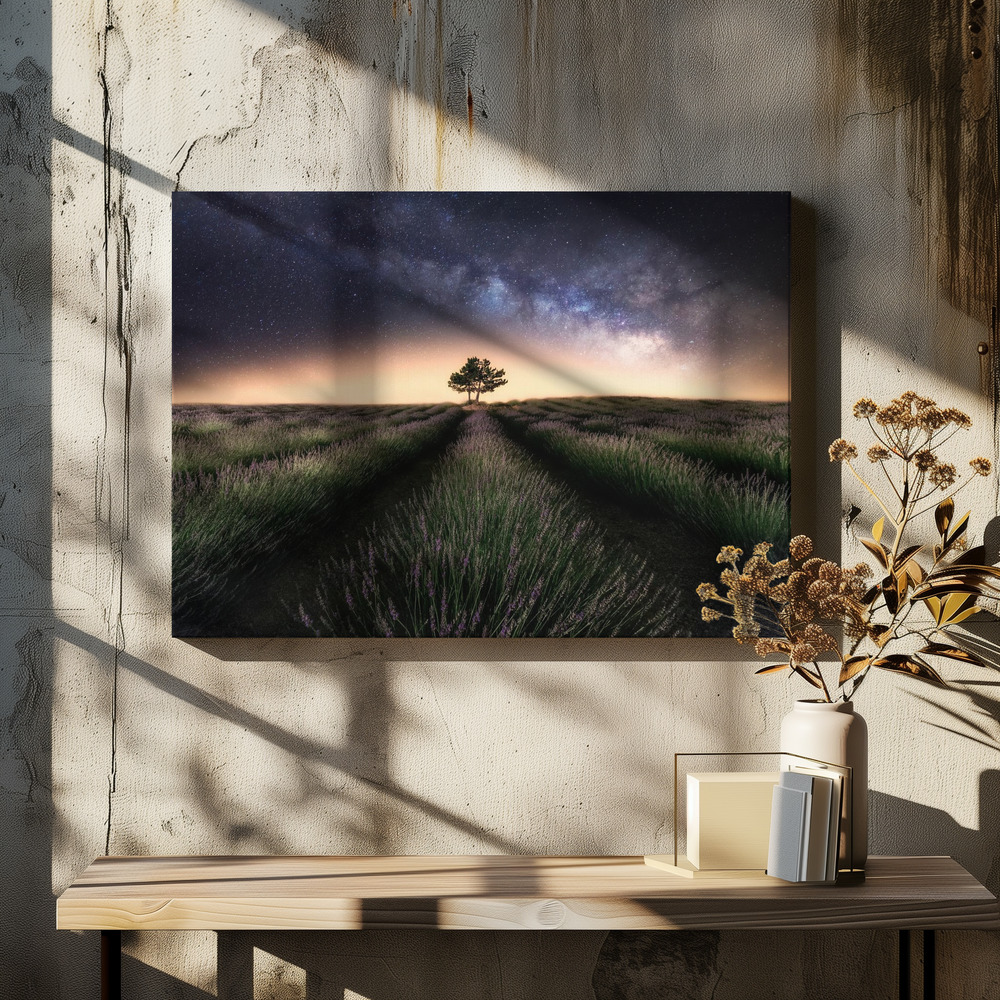 Canvas schilderi - Lavender way boven eettafel