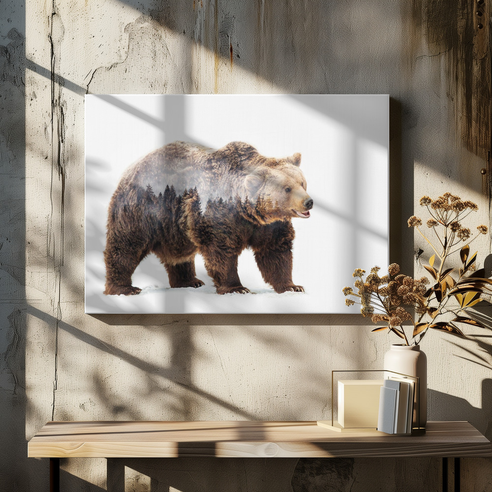Lienzo - Bear sobre la mesa del comedor