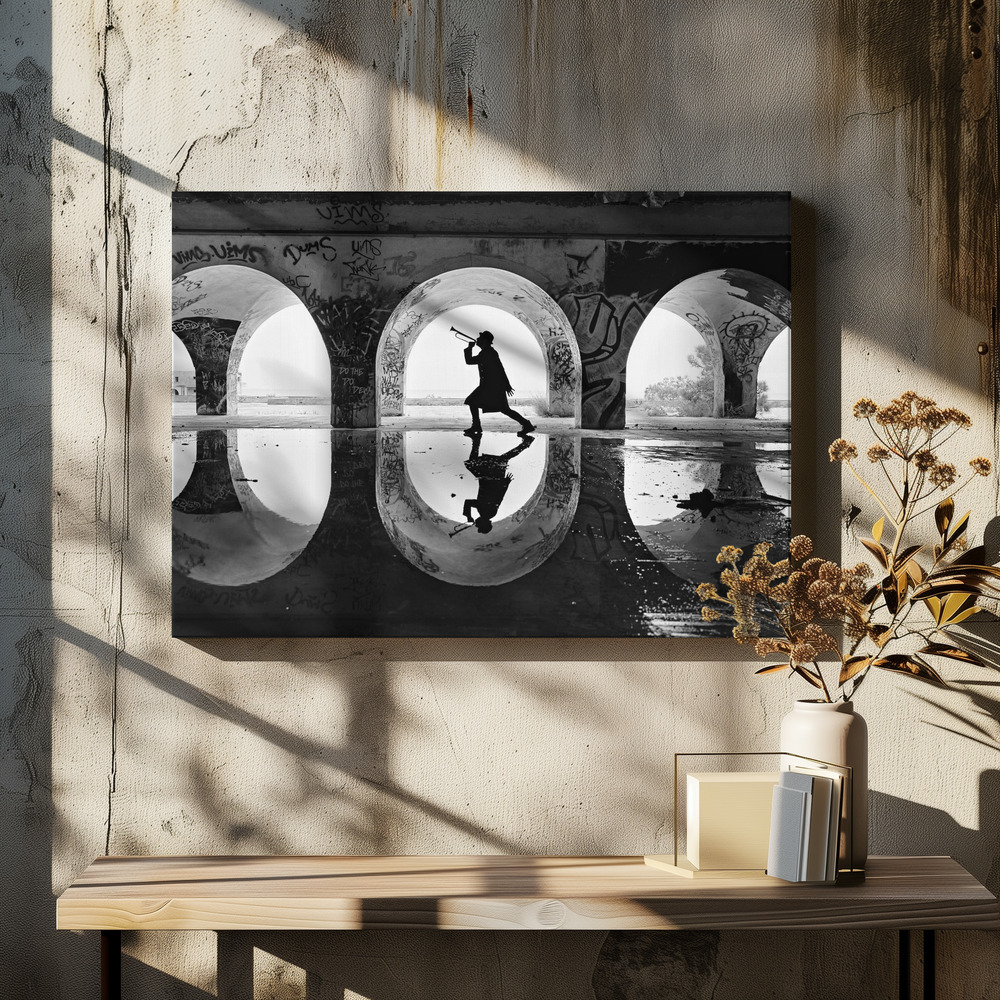 Lienzo - The human voice is the organ of the soul sobre la mesa del comedor