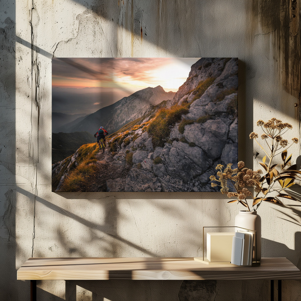 Lienzo - Sunset high alpine ride sobre la mesa del comedor