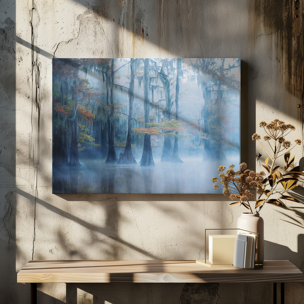 Canvas print - Foggy Swamp Morning over dining table