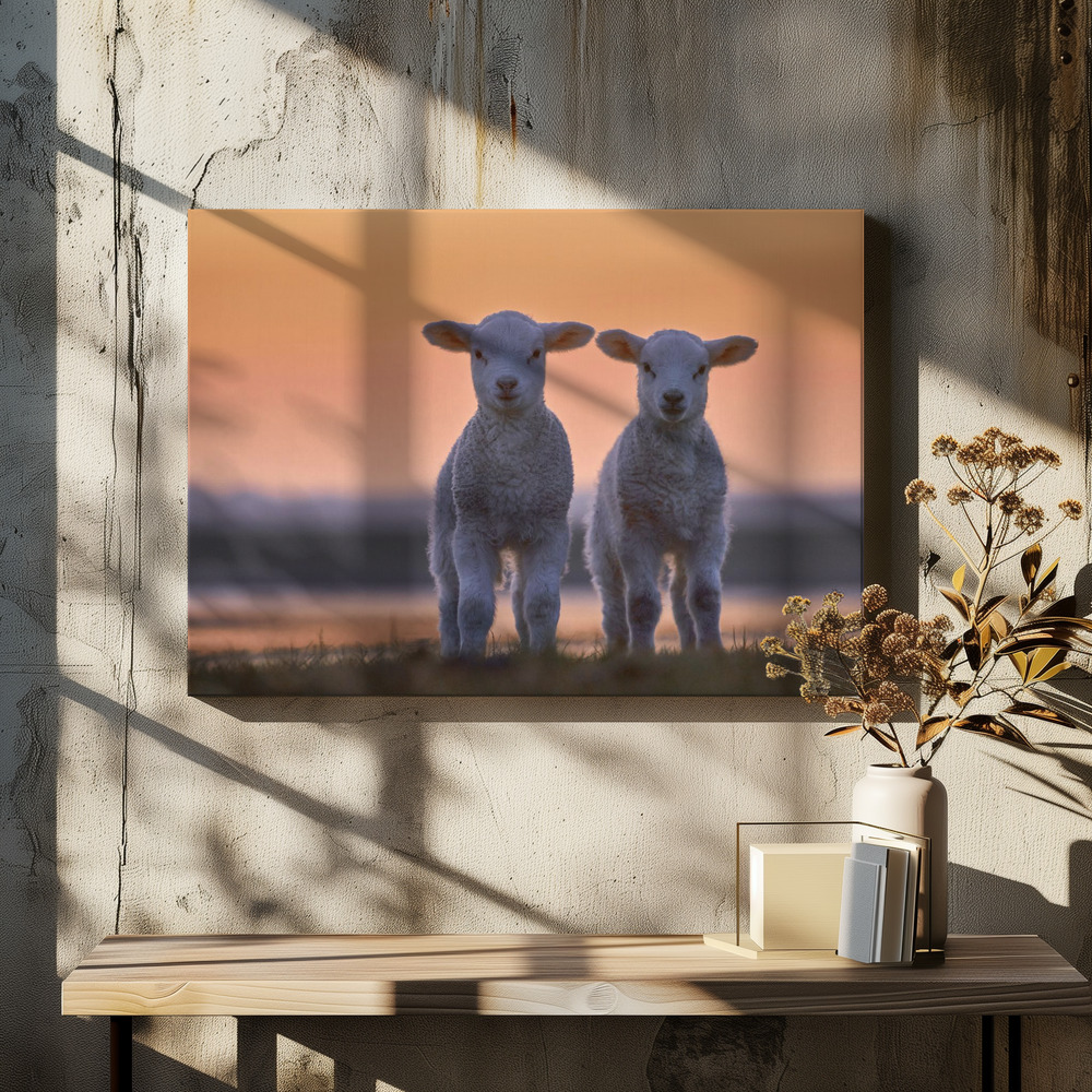 Canvastavla Lamb Twins - Tavla över matbord