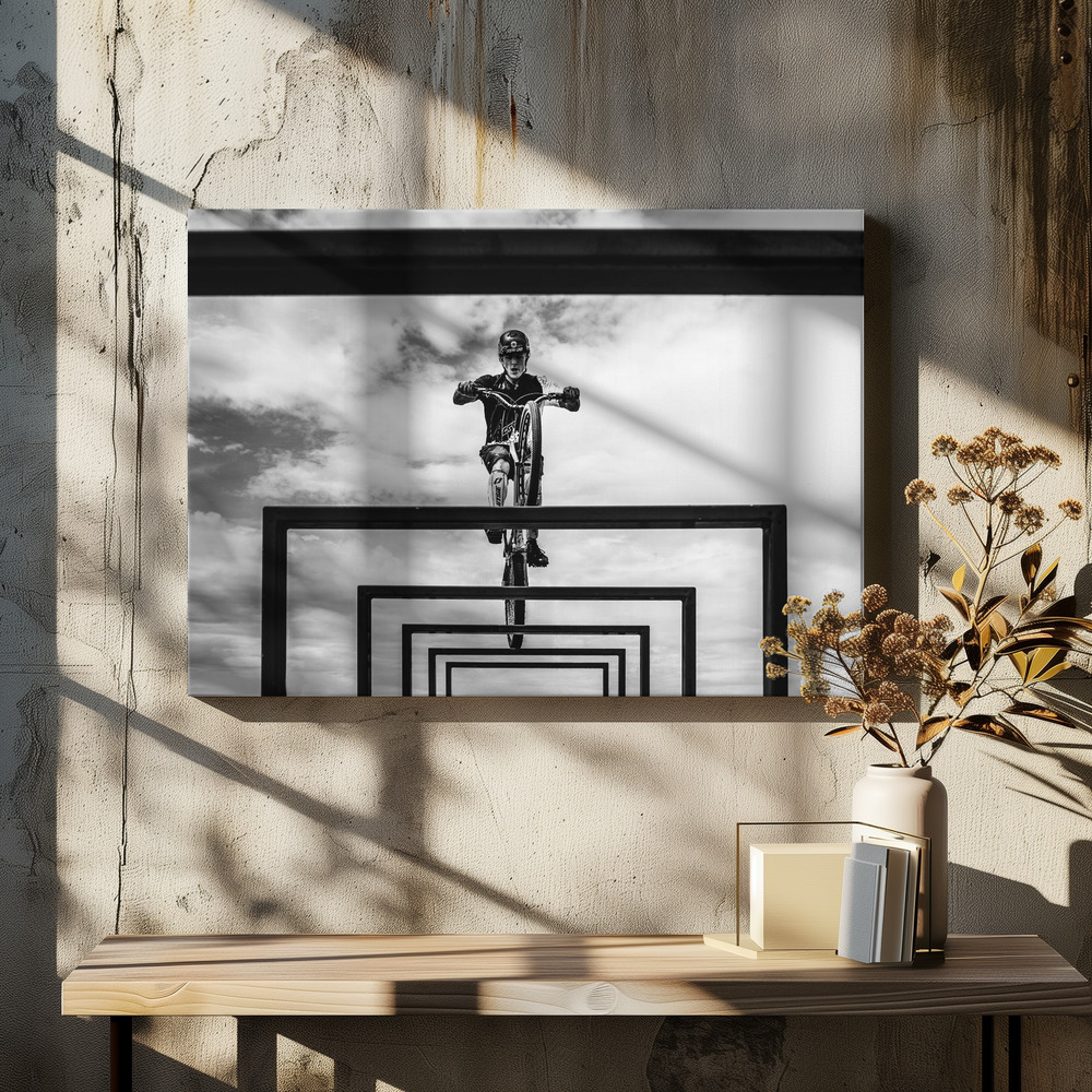 Lienzo - Trial Biker sobre la mesa del comedor