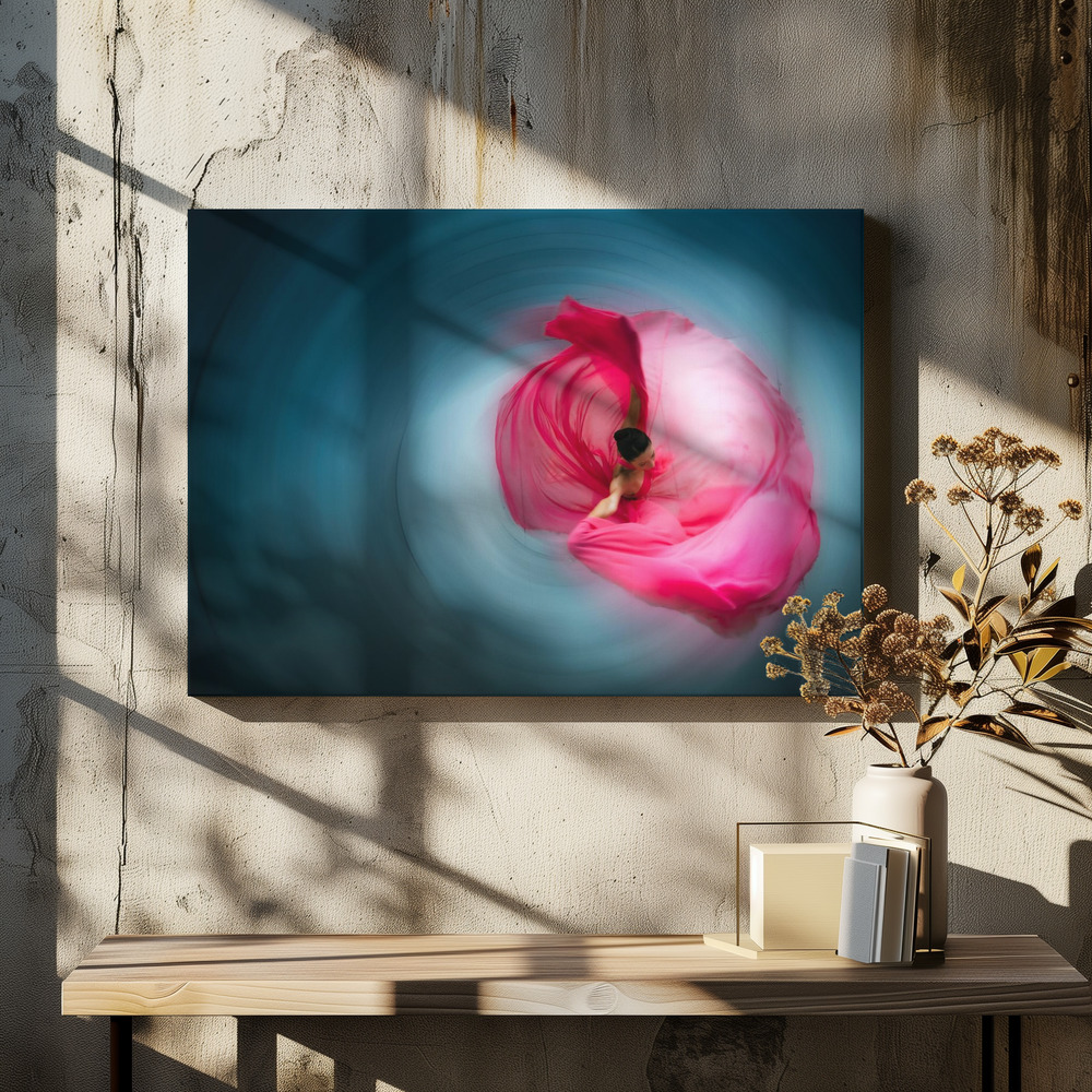Canvas schilderi - Pink ballerina boven eettafel