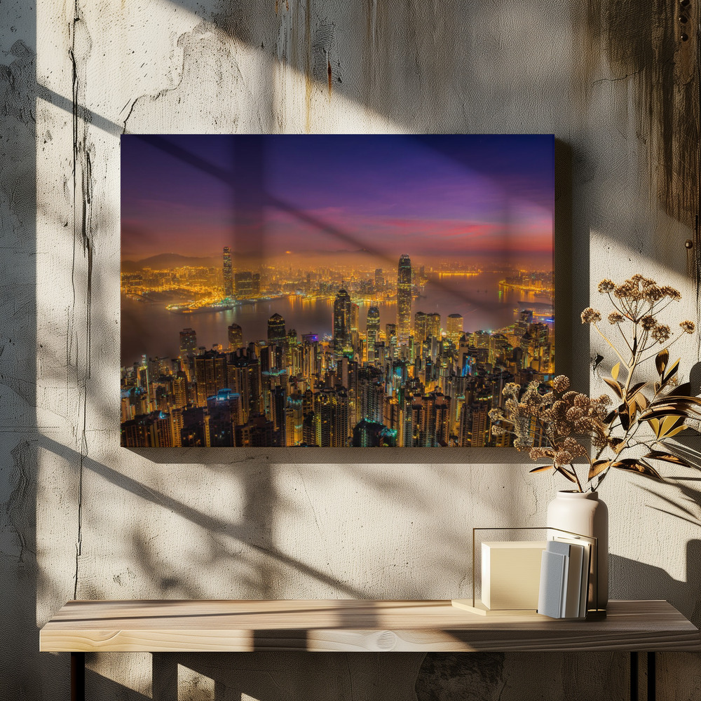 Obraz na płótnie - Hong Kong sunrise nad stołem jadalnym