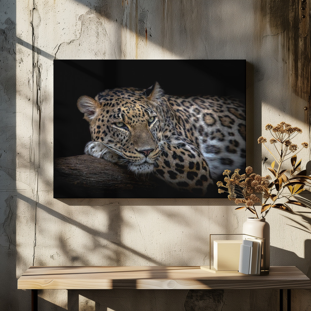 Stampe su tela - Leopard resting sopra il tavolo da pranzo