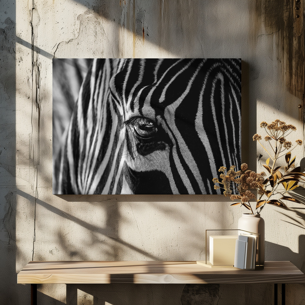 Canvas schilderi - Abstract Zebra boven eettafel
