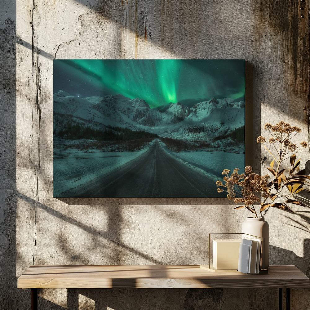 Canvas taulu - Green lady ruokapöydän yli