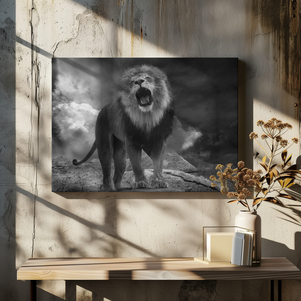 Canvastavla Lion's Roar - Tavla över matbord